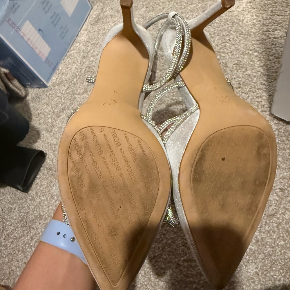 Bcbgeneration Silver Heels With Glamorous Bow Det… - image 3